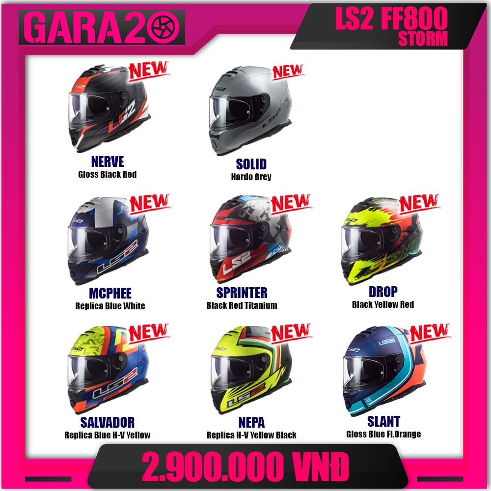 Mũ bảo hiểm fullface LS2 FF800 Storm New 2022 (tặng kèm pinlock chính hãng) - GARA20