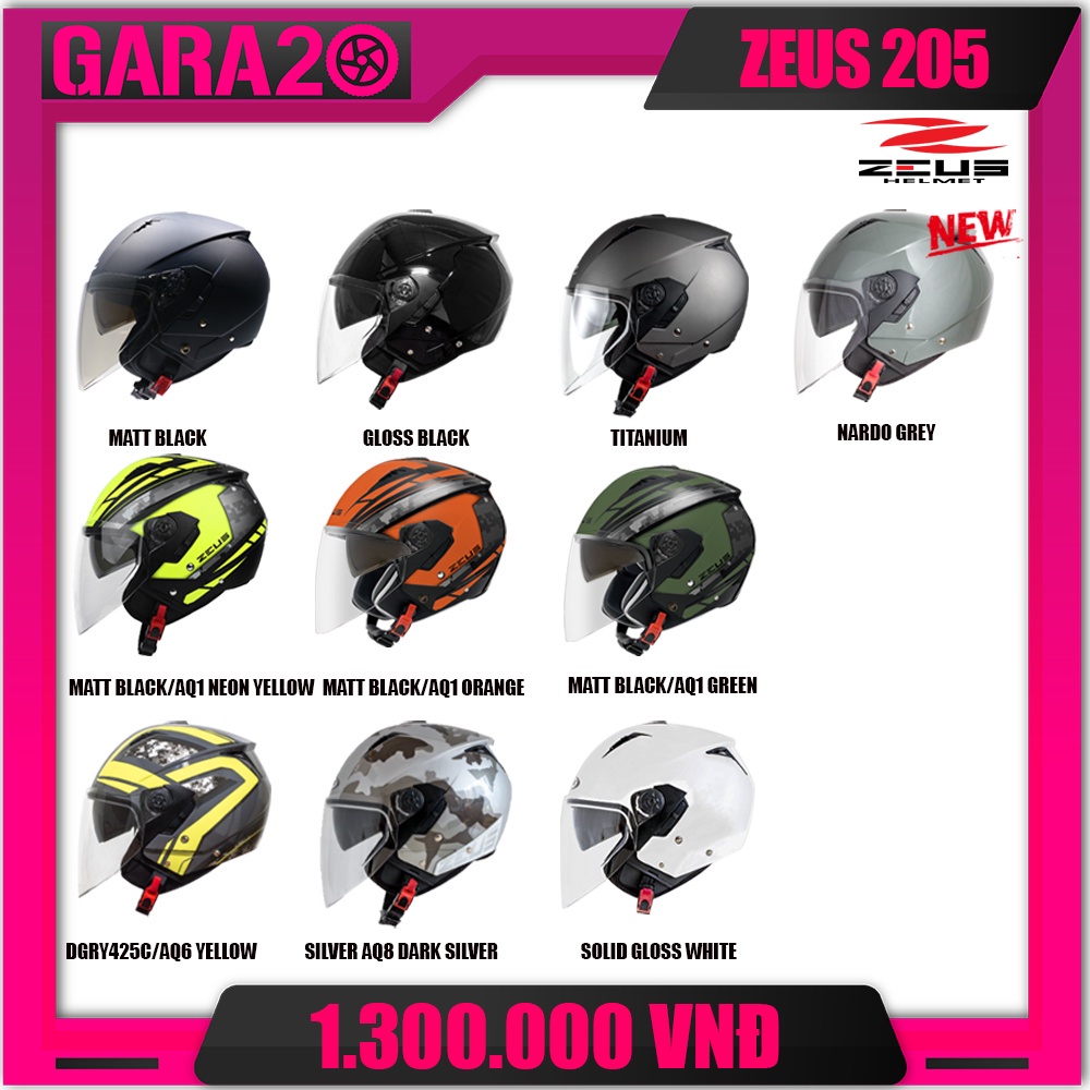 Mũ bảo hiểm 3/4 ZEUS 205 - GARA20