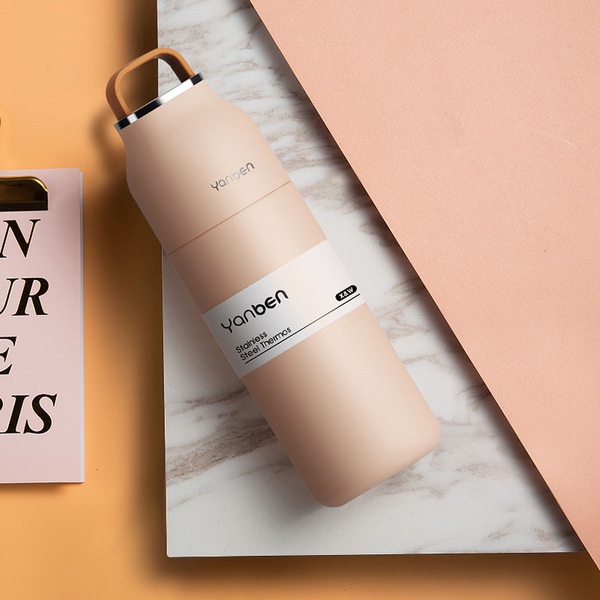 ♭Ikea Bình Nước Giữ Nhiệt Bằng Thép Không Gỉ Hai Lớp In logo✲