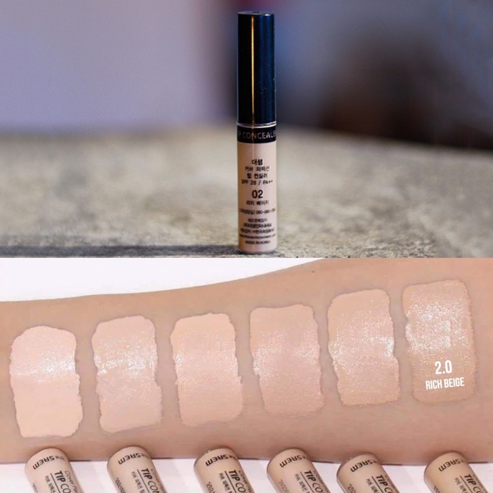 Kem che khuyết điểm The Saem Cover Perfection Tip Conceale, kem che khuyết điểm tone 1, 1.25, 1.5, 1.75, 2.0