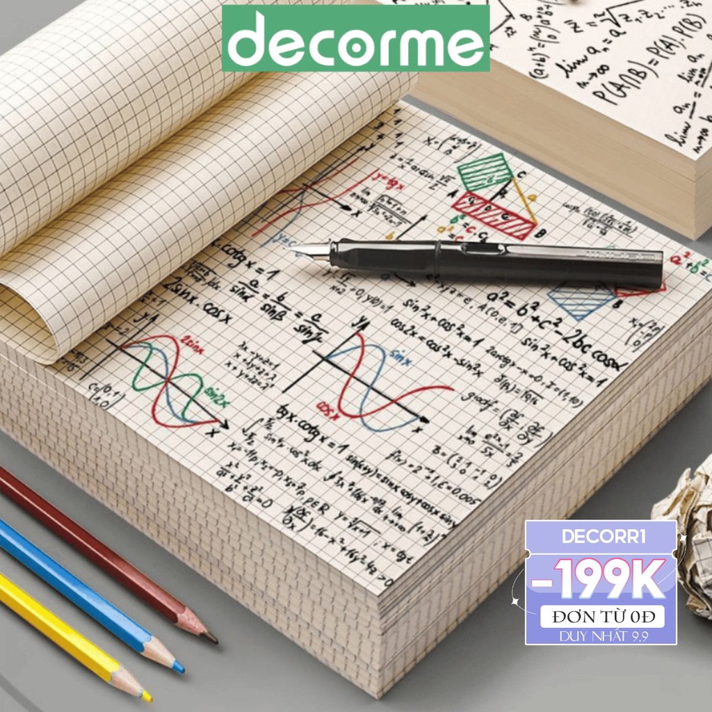 Giấy Nháp, Bản Thảo Phân Vùng Decorme Size B5 80 trang Dành Cho Học Sinh Chuyên Dùng Thi, Giấy Tính Toán Sinh Viên