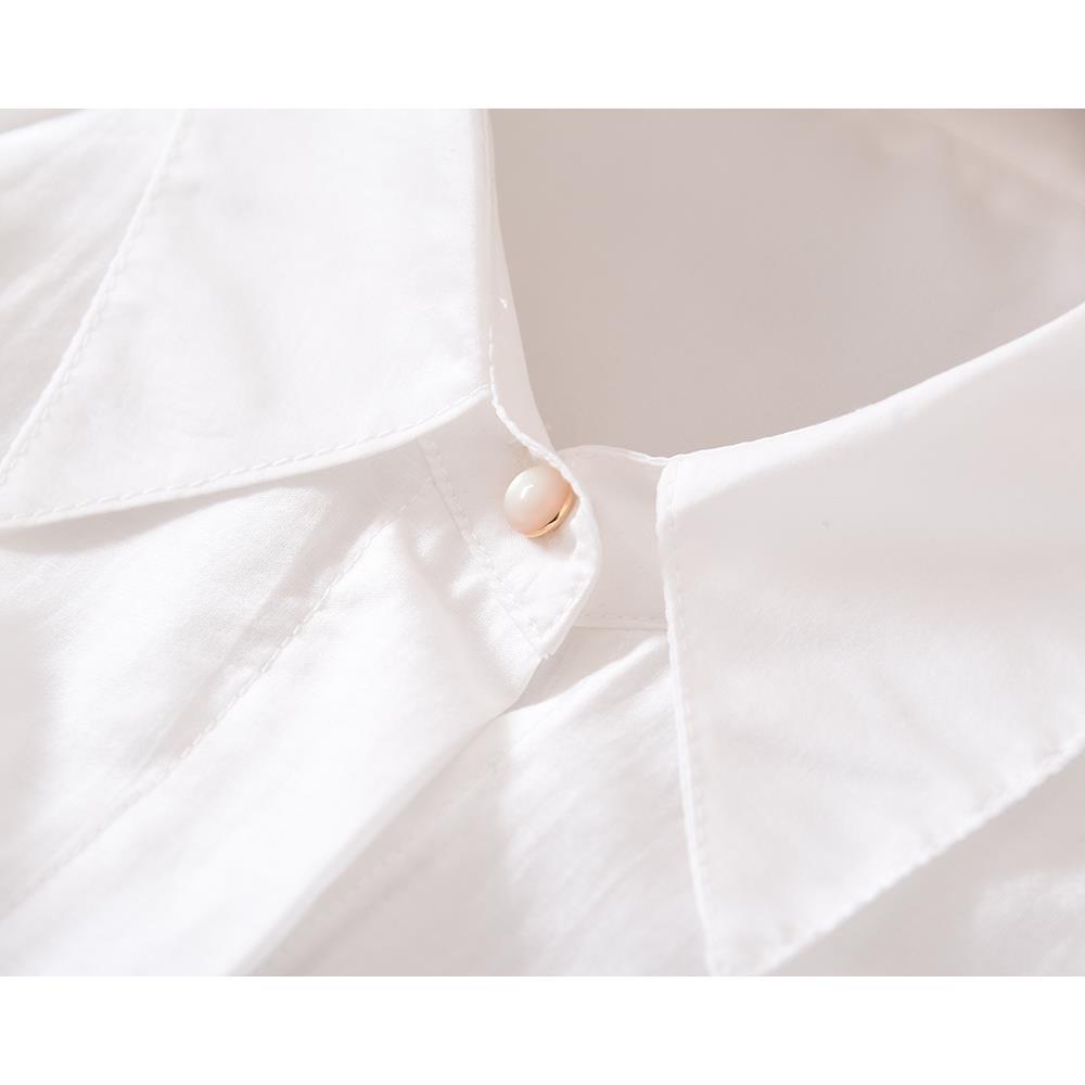 Áo Sơ Mi Mỏng Dáng Rộng Tay Phồng Phối Một Hàng Nút Thời Trang