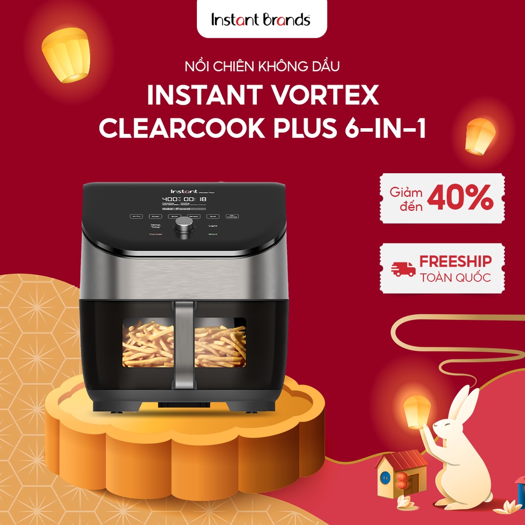 Nồi chiên không dầu Instant Vortex AFB6112SS Plus Clearcook xuyên thấu, dung tích 5.7L, Bảo hành chính hãng 12 tháng