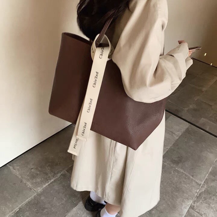 Chio Túi tote Đeo Vai Sức Chứa Lớn Màu Cà Phê 2nd Thời Trang Thu Đông Cho Nữ