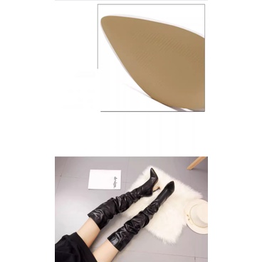 Giày boot đùi nữ siêu cao gót 10 phân ống cao da trơn cá tính thu đông cho nữ 2023