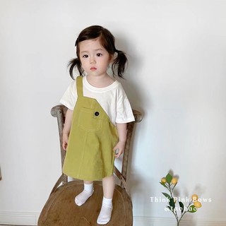 Đầm thun giả hai mảnh dáng rộng thời trang mùa hè phong cách hàn quốc cho bé gái