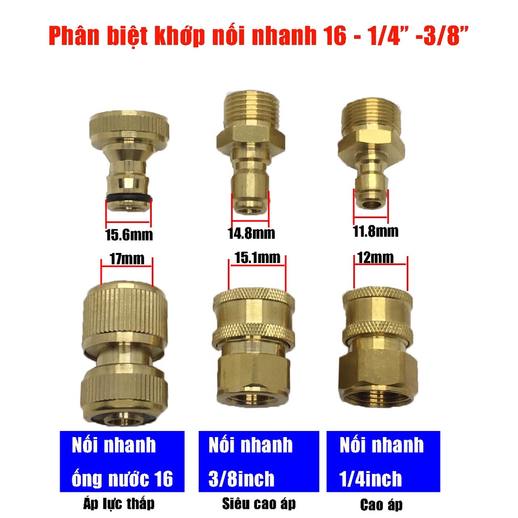 Khớp NỐI NHANH ĐẦU RA ren 22mm lỗ trong 15-cốt 1/4 cho máy rửa xe