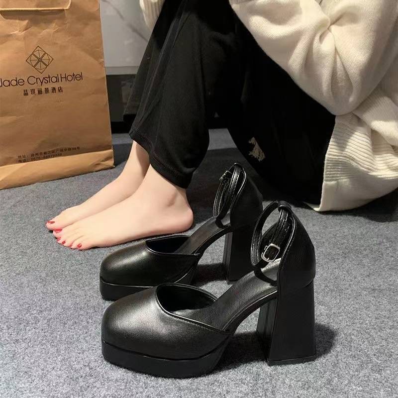 Giày Cao Gót Dép Mary Jane Nữ Đế Dày Chống Thấm Nước Hàn Quốc