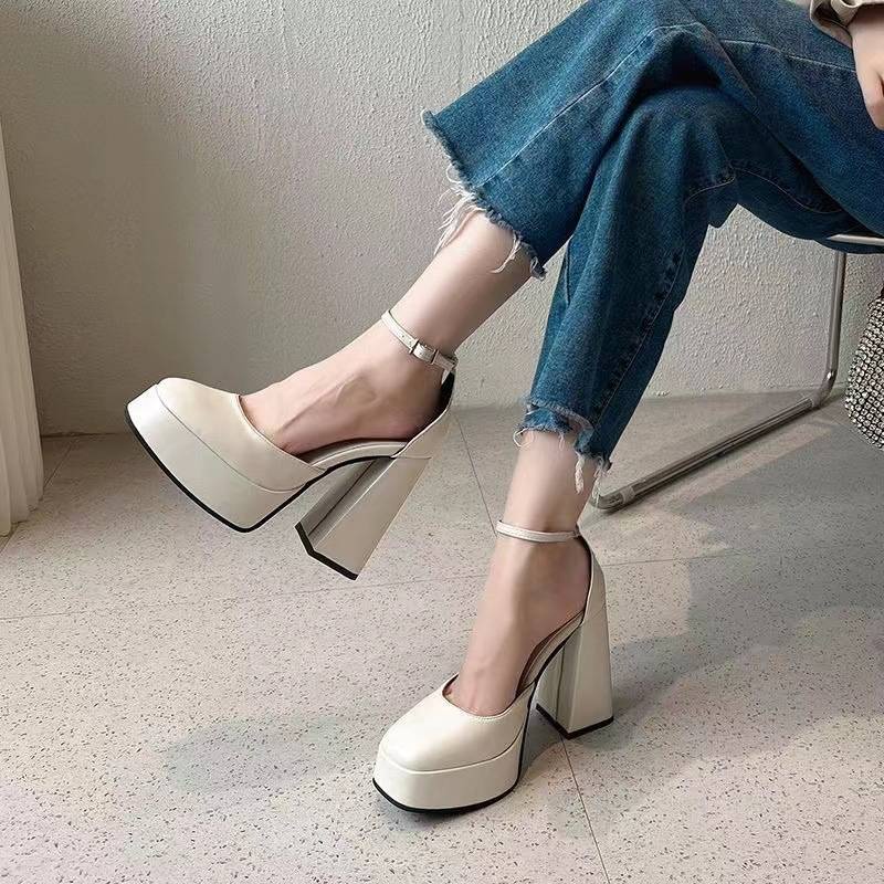 Giày Cao Gót Dép Mary Jane Nữ Đế Dày Chống Thấm Nước Hàn Quốc