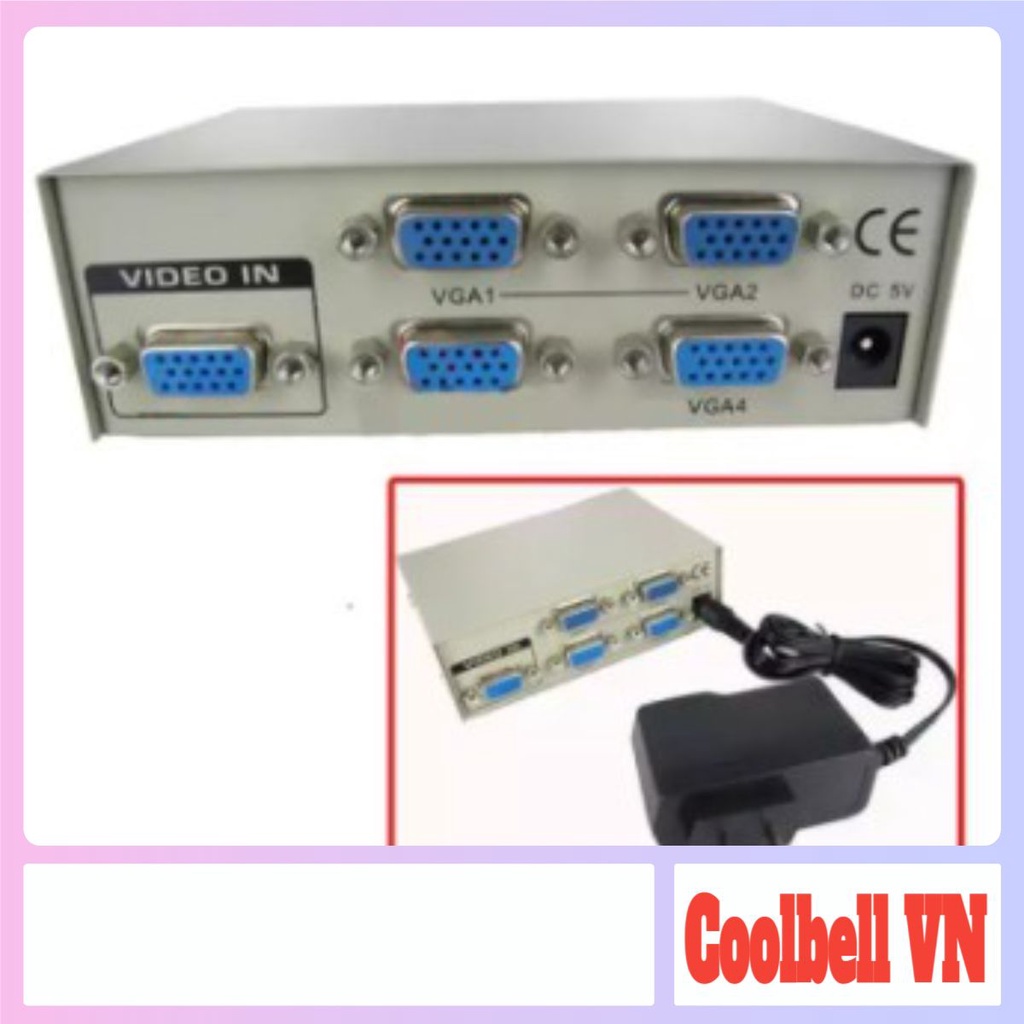 Bộ chia VGA 1 ra 2 và 1 ra 4, chia từ 1 CPU ra 4 màn hình máy tính chất lượng tốt