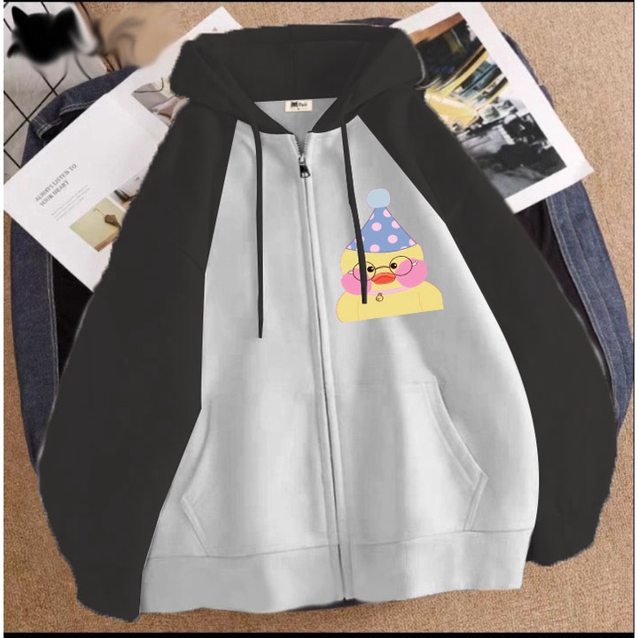 Áo khoác gấu dâu vịt vàng cho bé gái chất nỉ phom rộng size từ 9 đến 65kg KHÁNH KHIÊM SHOP