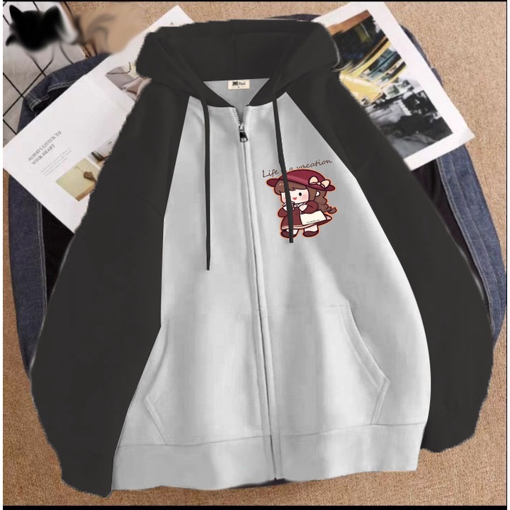 Áo khoác cô gái tóc nâu cho bé gái chất nỉ phom rộng size từ 9 đến 65kg KHÁNH KHIÊM SHOP