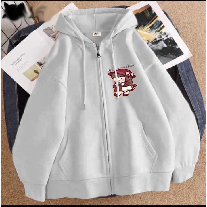 Áo khoác cô gái tóc nâu cho bé gái chất nỉ phom rộng size từ 9 đến 65kg KHÁNH KHIÊM SHOP