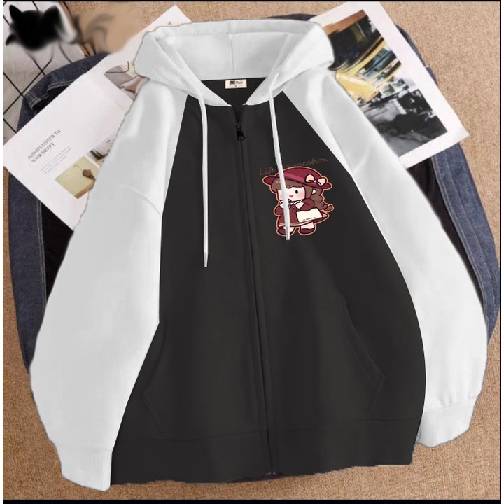 Áo khoác cô gái tóc nâu cho bé gái chất nỉ phom rộng size từ 9 đến 65kg KHÁNH KHIÊM SHOP