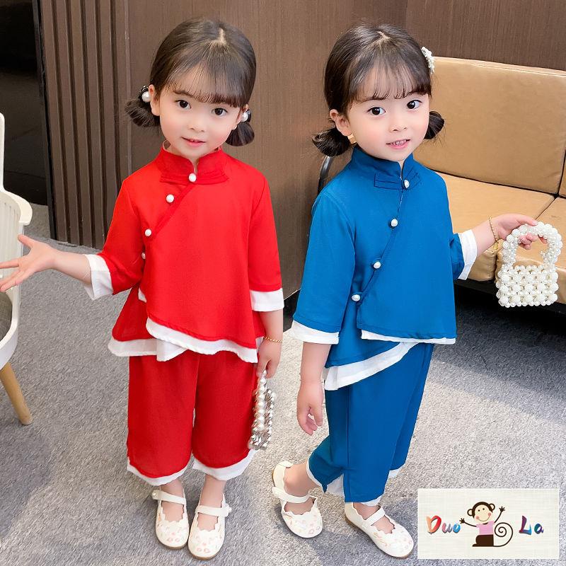 Doula ~ Bộ Hán Phục Phong Cách Trung Hoa Cổ Điển Mới Mùa Hè Cho Bé Gái