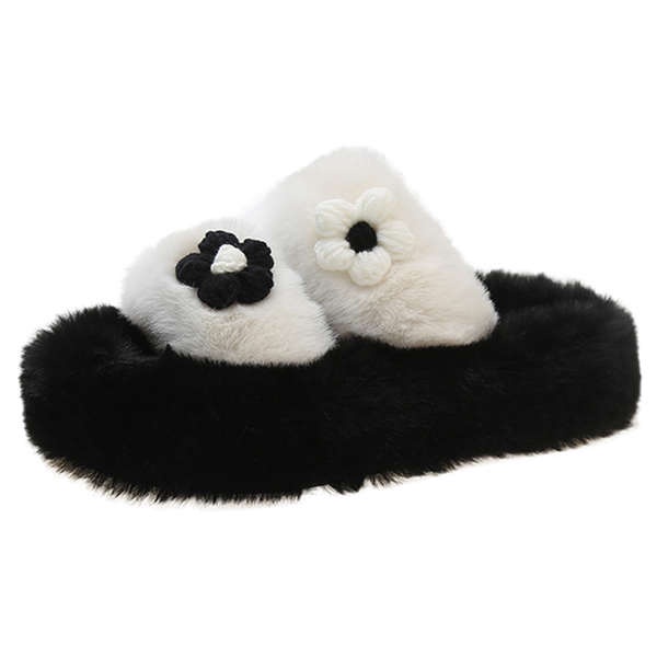 Giày Lông Xù Đế Dày Đính Hoa Nhỏ Dễ Thương Thời Trang Thu Đông 2023 Cho Bạn Gái