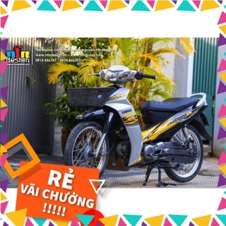 Tem rời dán xe sirius mẫu chữ r hoa văn bạc vàng đen