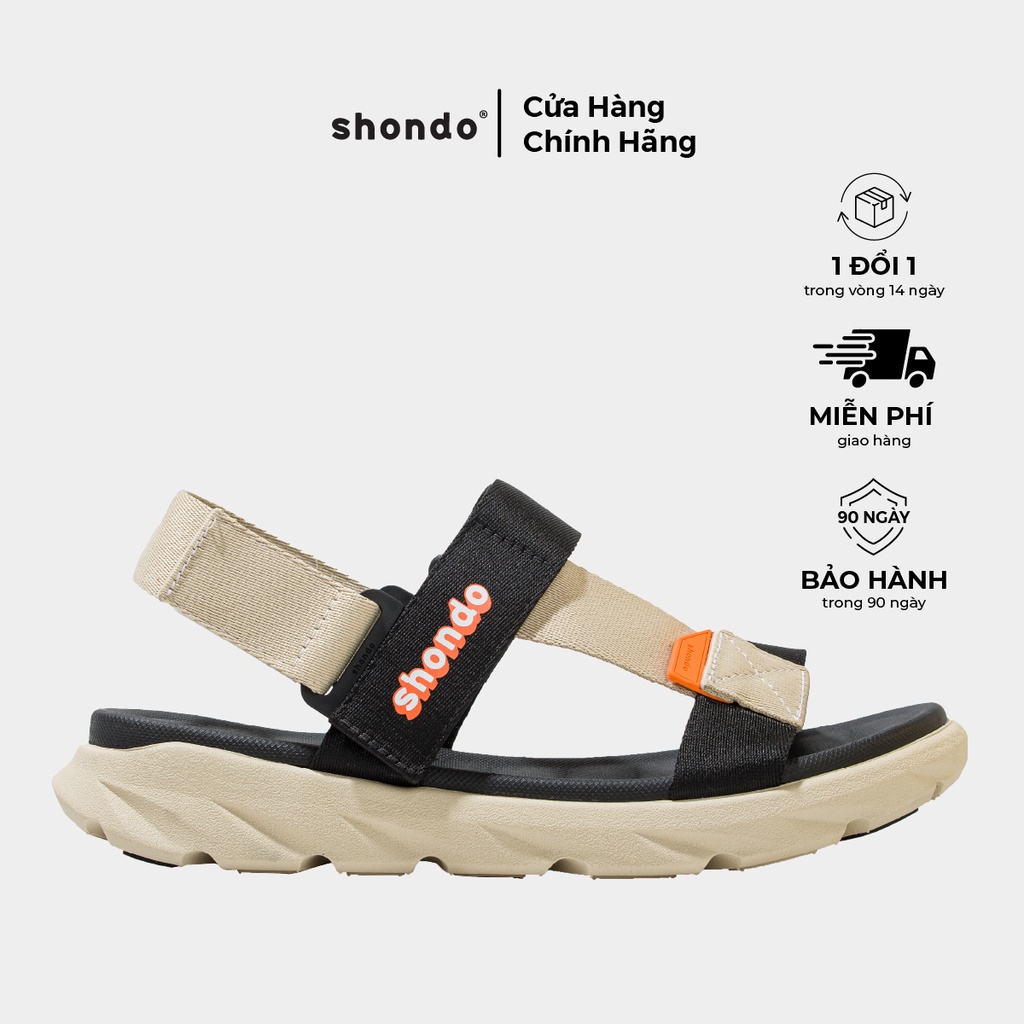 Giày Sandal Nam Nữ Shondo Êm Chân, Bền F6 Sport Be Đen F6S2510