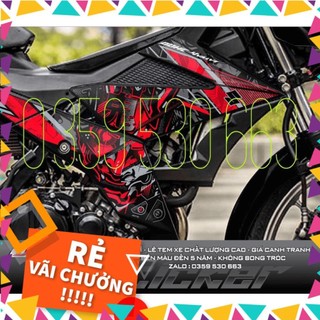 Tem Rời Dán Xe Raider FI Mẫu Samurai Đen Đỏ Mẫu Mới