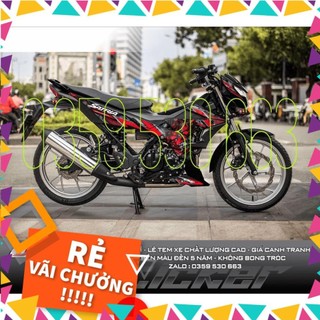 Tem rời dán xe raider fi mẫu samurai đen đỏ mẫu mới