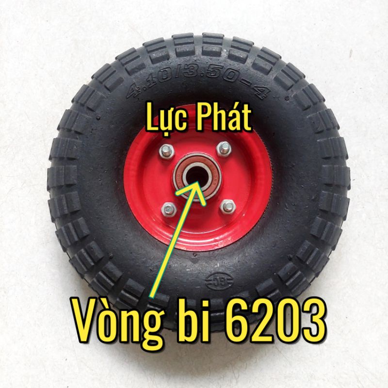 Bánh xe cao su đặc 250mm  có vòng bi gắn trục 17mm