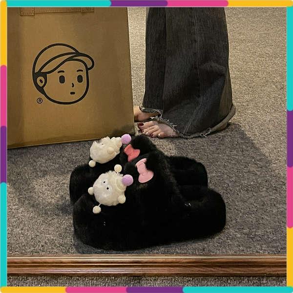 Dễ Thương Dép Bông Đế Dày Thời Trang Thu Đông 2023 Dành Cho Nữ