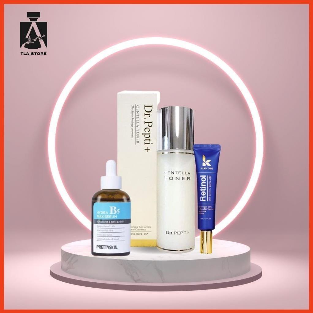 Combo 3 mon Retinol k lady care, toner dr.pepti, serum b5 max hydra cấp ẩm dưỡng trắng giảm mụn nám cho da