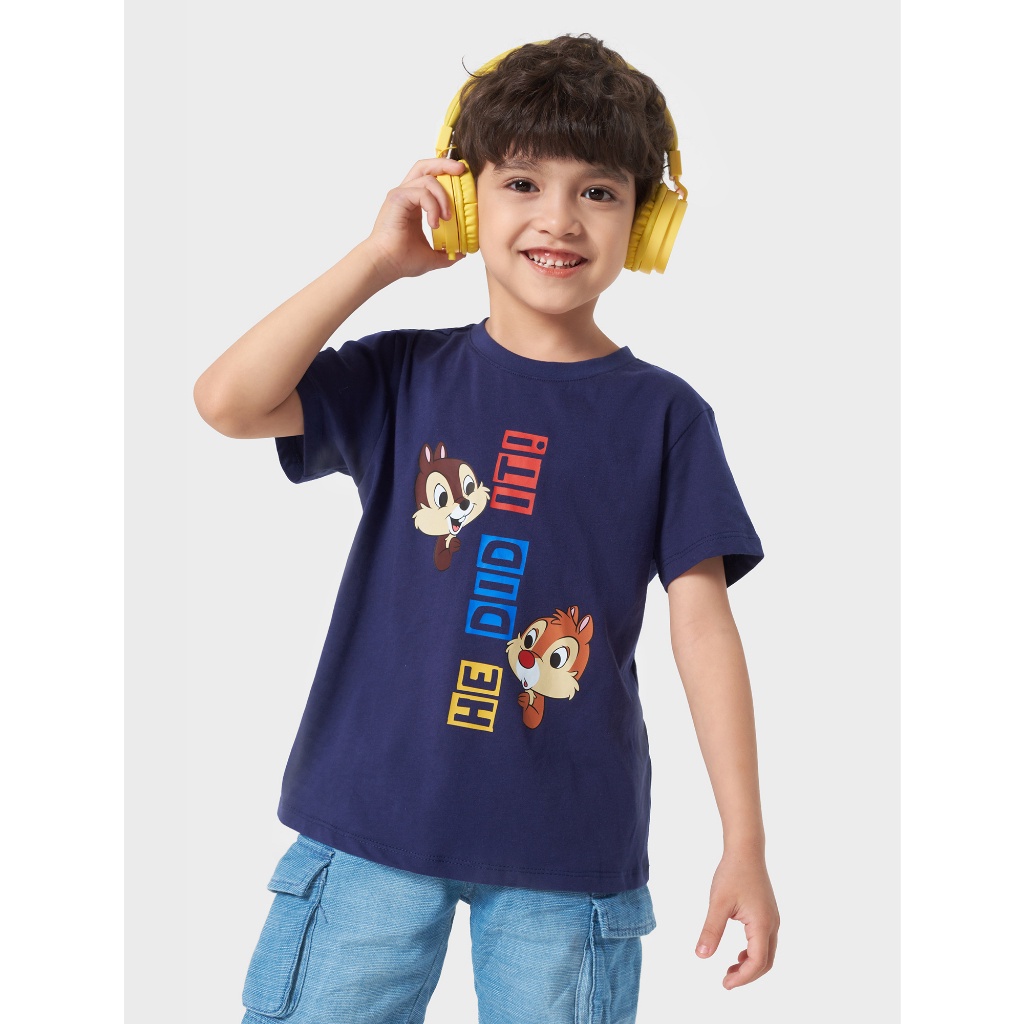 Áo phông unisex trẻ em CANIFA in Chip & Dale  100% cotton, cổ tròn tra bo, tay cộc 3TS23S003