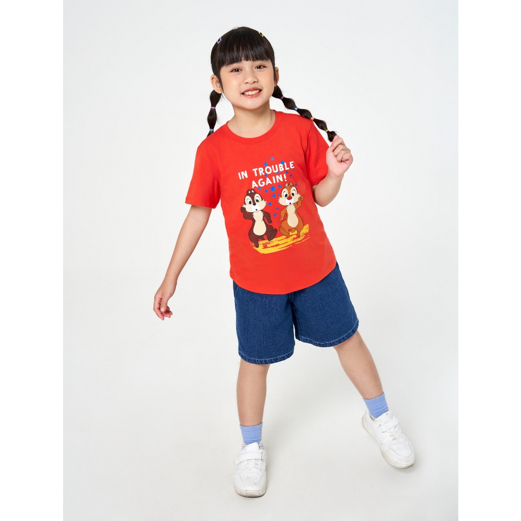 Áo phông unisex trẻ em CANIFA in Chip & Dale  100% cotton, cổ tròn tra bo, tay cộc 3TS23S003