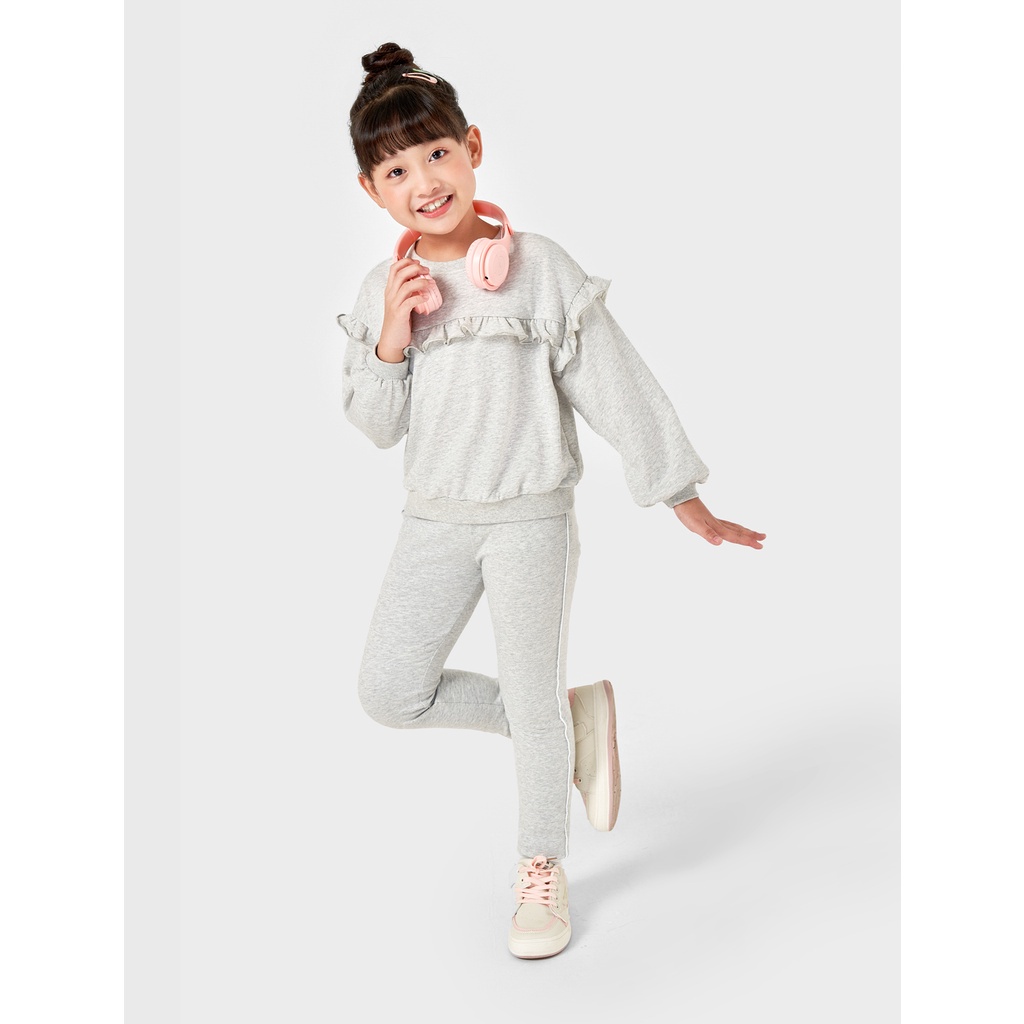 Áo nỉ bé gái CANIFA chất liệu cotton pha dài tay cổ tròn 1TW22W011