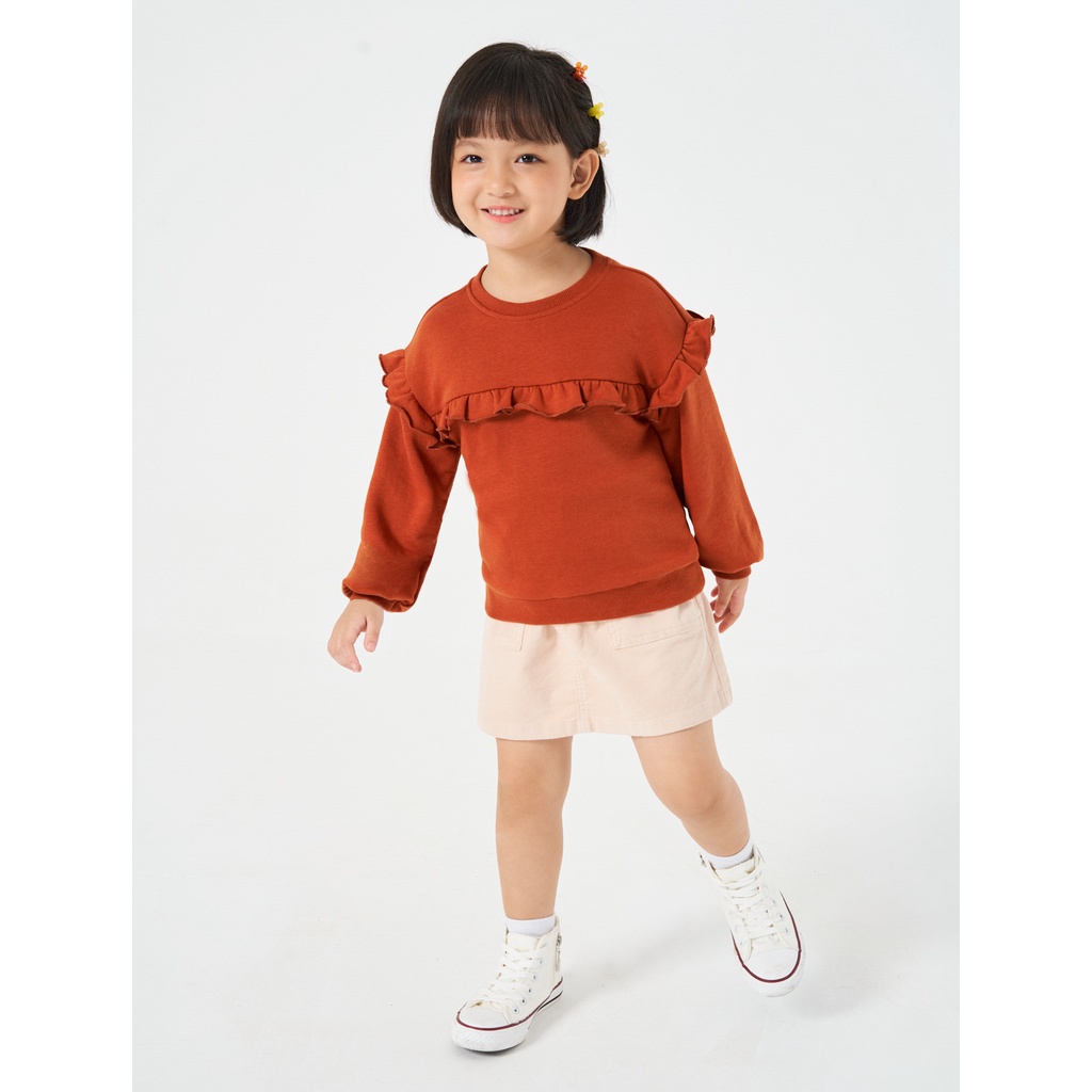 Áo nỉ bé gái CANIFA chất liệu cotton pha dài tay cổ tròn 1TW22W011