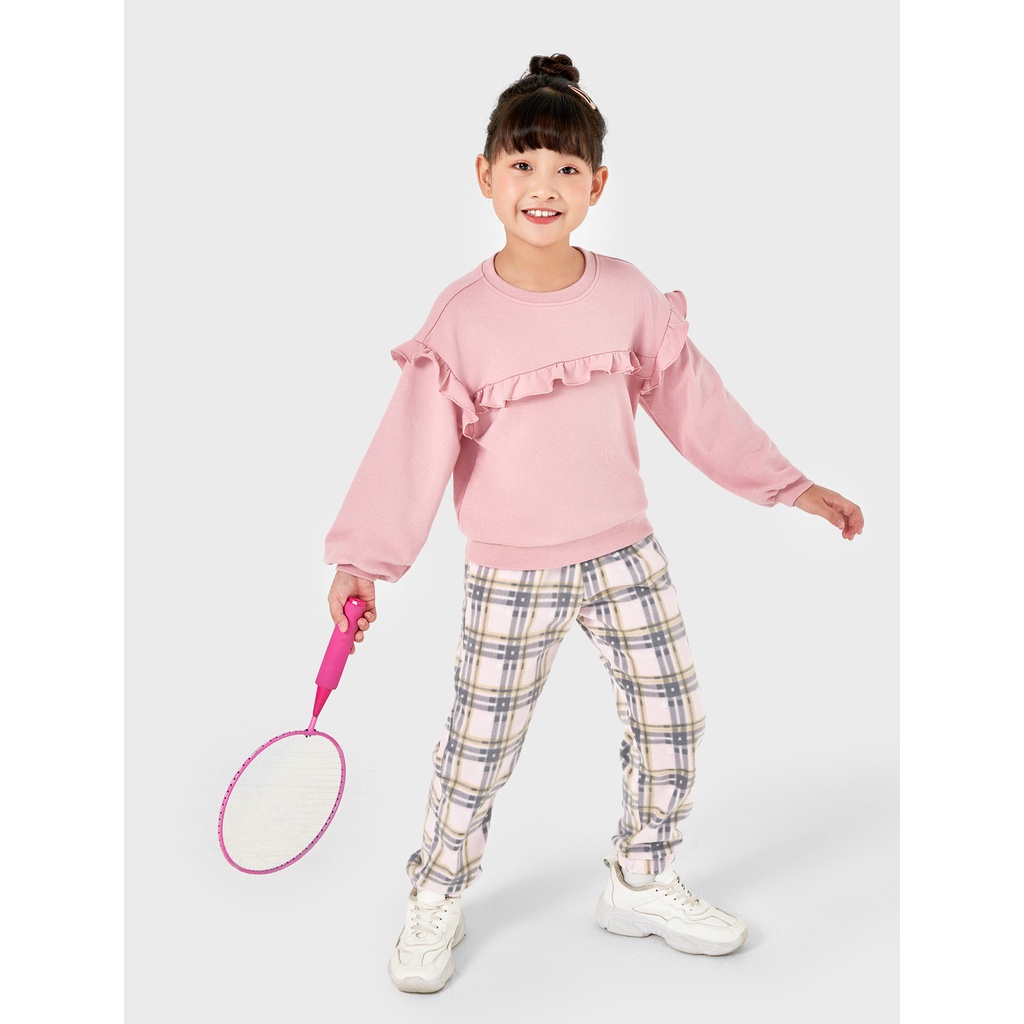 Áo nỉ bé gái CANIFA chất liệu cotton pha dài tay cổ tròn 1TW22W011