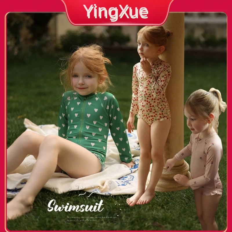 Đồ Bơi Chống Nắng Dài Tay Nhanh Khô Cho Bé Gái Và Trẻ Em Trung Niên Và Trung Niên Áo Tắm Một Mảnh Hoa Kiểu Nước Ngoài