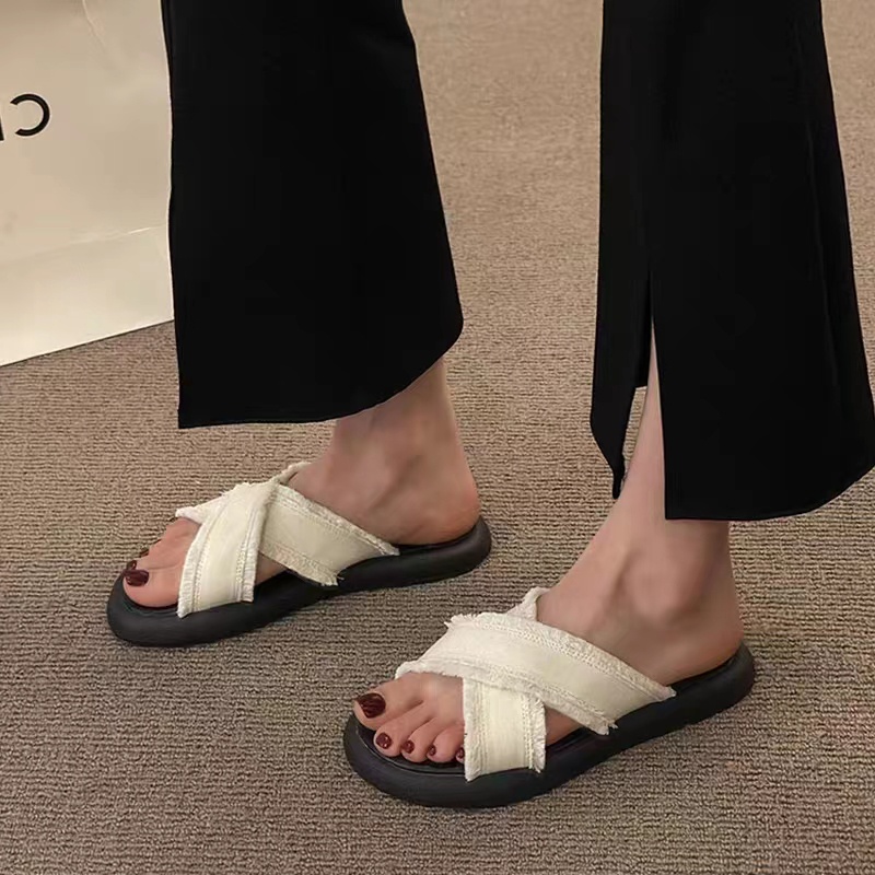 Dép Sandal Đế Dày Chống Trượt Quai Chéo Thời Trang Mùa Hè