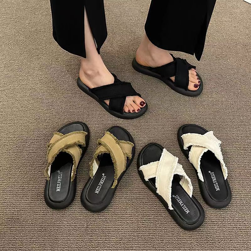 Dép Sandal Đế Dày Chống Trượt Quai Chéo Thời Trang Mùa Hè