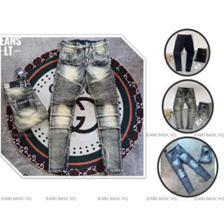 Quần JEAN Nam BATMAN Đùi Nhăn Ống Khoá Zip Phối Ngang Quần Bò Nam Nhăn Phong Cách Khóa Zip Lịch Lãm