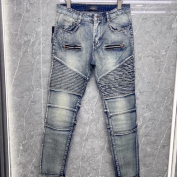 Quần JEAN Nam BATMAN Đùi Nhăn Ống Khoá Zip Phối Ngang Quần Bò Nam Nhăn Phong Cách Khóa Zip Lịch Lãm