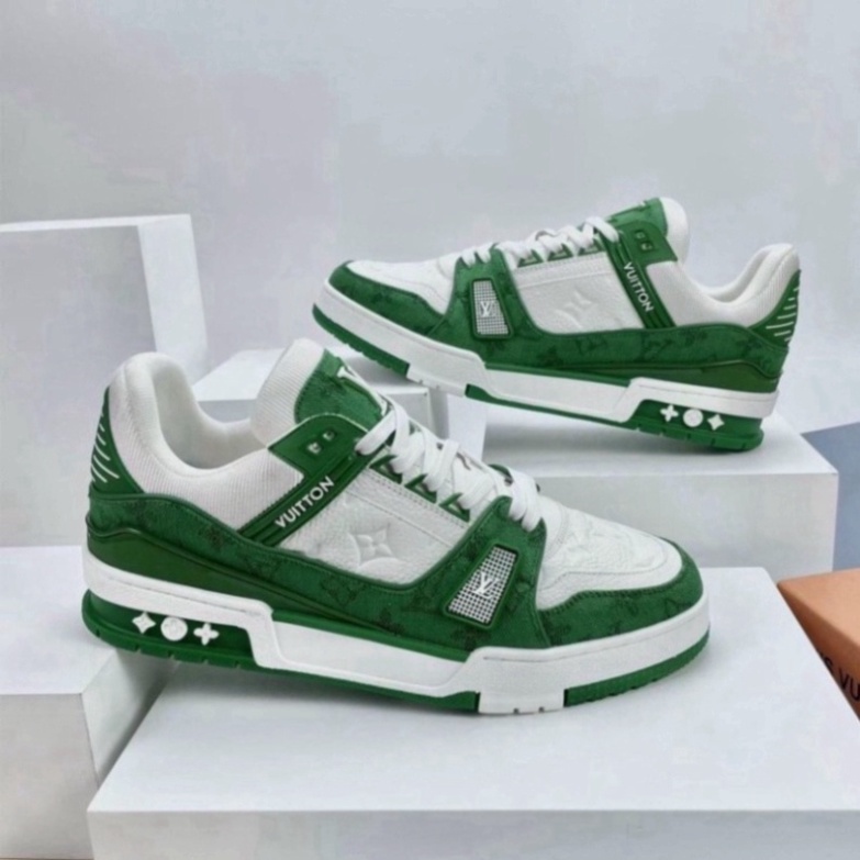 HOT Giày LV Louis Vuitton Trainer Black White, Giày LV Xanh Lá, xanh than, Đen Các Màu Hót Siêu Chất hottrend 2023-du