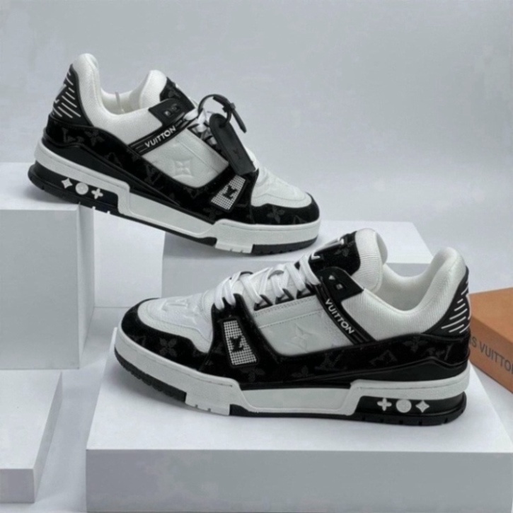 HOT Giày LV Louis Vuitton Trainer Black White, Giày LV Xanh Lá, xanh than, Đen Các Màu Hót Siêu Chất hottrend 2023-du