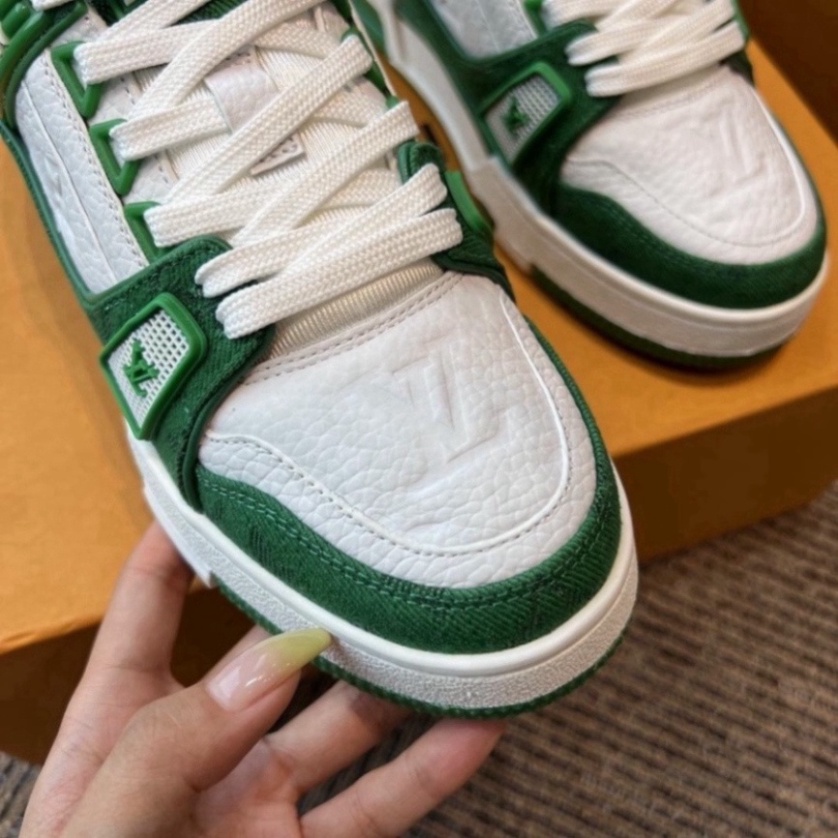 HOT Giày LV Louis Vuitton Trainer Black White, Giày LV Xanh Lá, xanh than, Đen Các Màu Hót Siêu Chất hottrend 2023-du