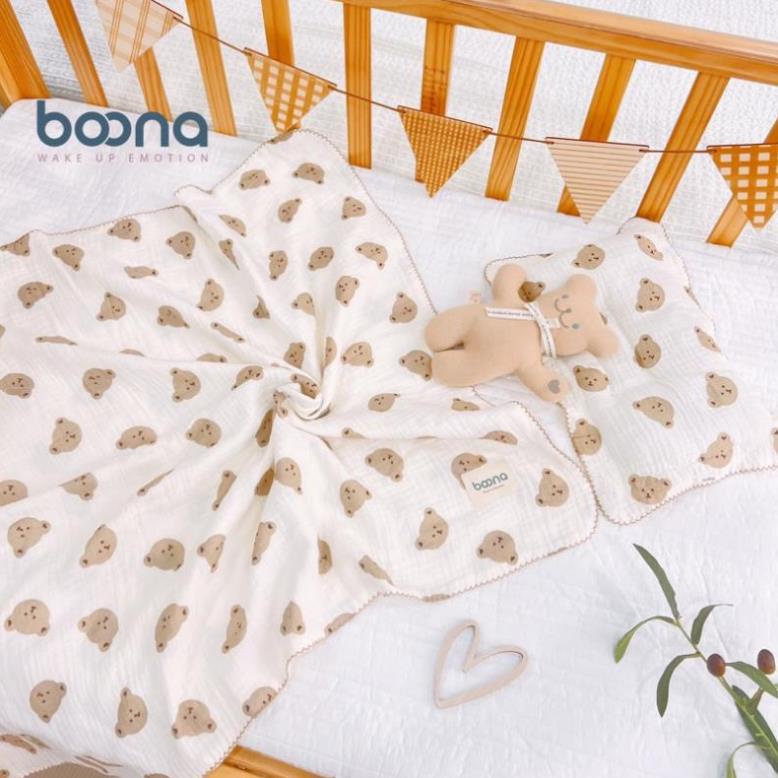 Khăn tắm xô Muslin sợi tre Boona BECON 90x90cm chính hãng 2 lớp đa năng cho bé, siêu mềm mại kháng khuẩn an toàn cho bé