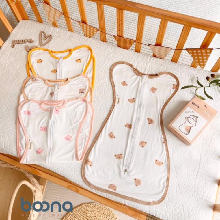 Nhộng chũn cho bé Boona BECON ngủ rộng chân cho bé sơ sinh đến 6 tháng vải cotton co giãn, giúp bé ngủ ngon