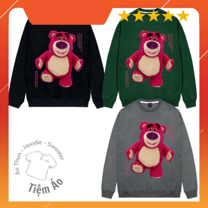 (Sale) Áo Sweater gấu dâu LOTSO 03, chất nỉ bông - dáng rộng, Unisex
