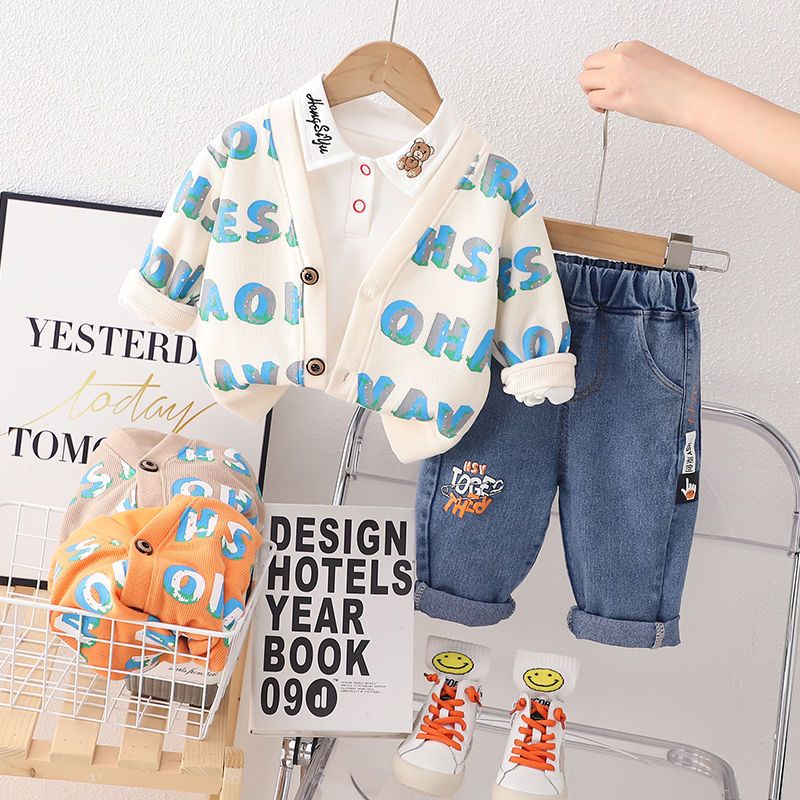 Bộ Áo sweater Không Tay + Quần Dài Phong Cách Hàn Quốc Thời Trang Xuân Thu Cho Bé Trai