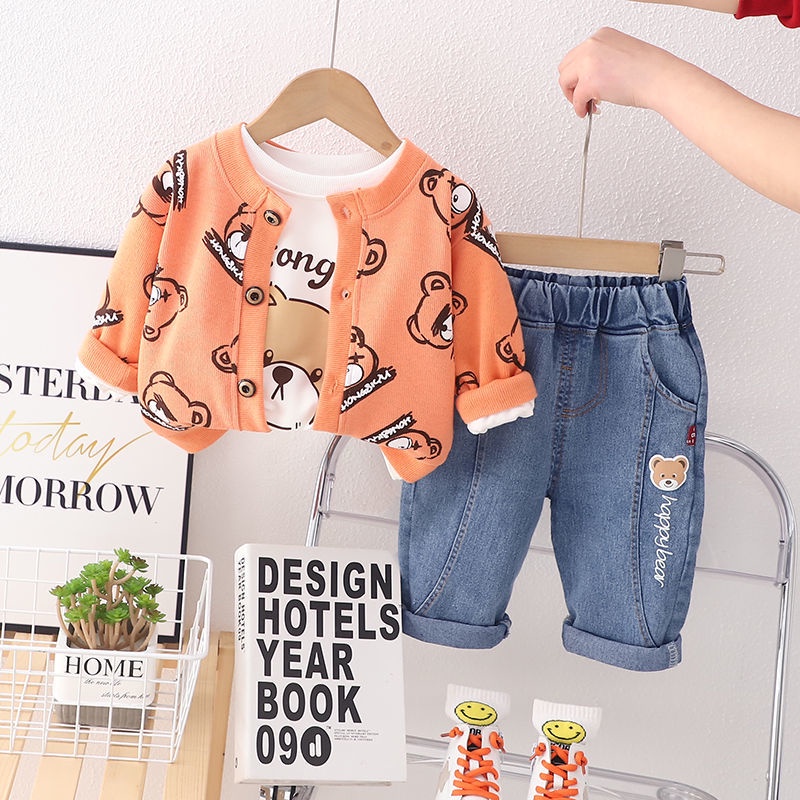 Bộ Áo sweater Không Tay + Quần Dài Phong Cách Hàn Quốc Thời Trang Xuân Thu Cho Bé Trai