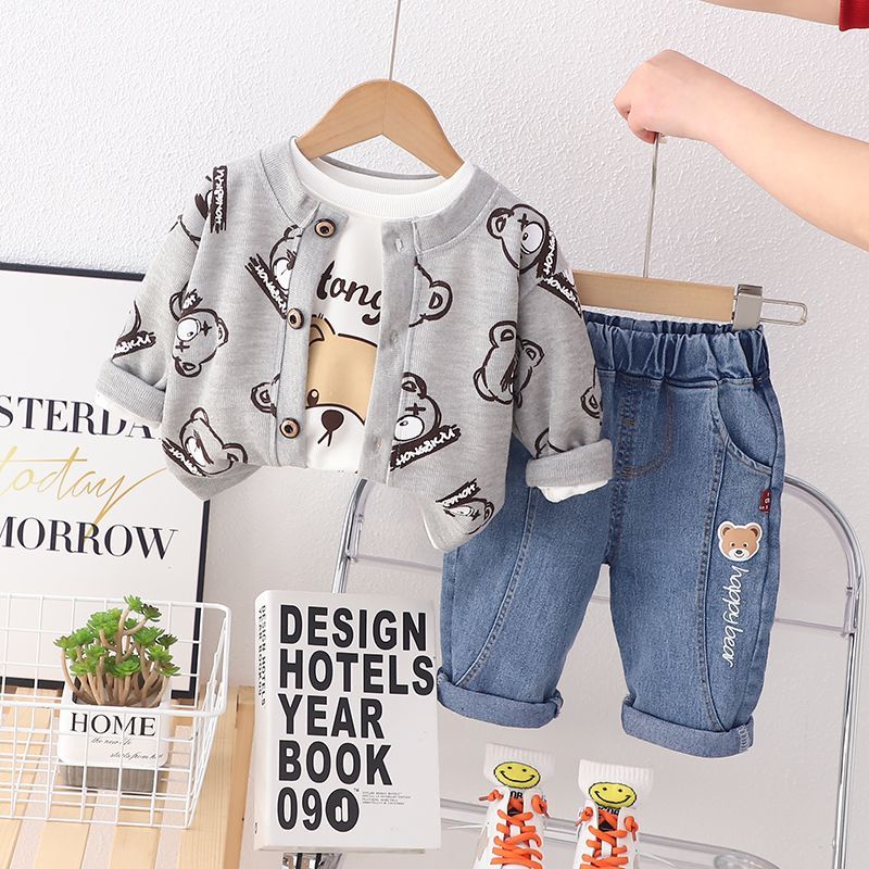 Bộ Áo sweater Không Tay + Quần Dài Phong Cách Hàn Quốc Thời Trang Xuân Thu Cho Bé Trai