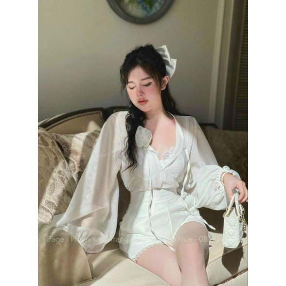 Set Áo Tay Bo Đính Hoa + Quần Sọt Viền Ren
