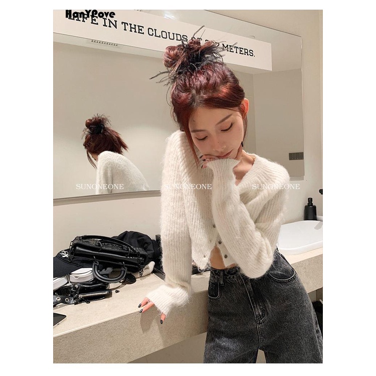 Honypove Áo Len cardigan Cổ Tròn Màu Trơn Phong Cách Thời Trang Mùa Thu Mới 2023