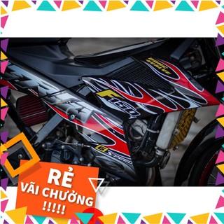 Tem rời dán xe satria fi - raider fi mẫu lửa đỏ đen trắng chữ satria f150 mẫu mới cực chất, hàng 3 lớp chất lượng cất