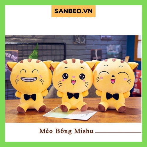 Gấu Bông, Gối ôm, thú nhồi bông Mèo Vàng Mishu, bông đàn hồi kháng khuẩn, vải Siêu Mịn Siêu Êm Dễ Thương.SANBEO.VN